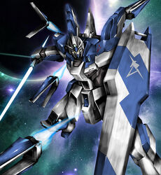  beam_saber char&#039;s_counterattack char&#039;s_counterattack_-_beltorchika&#039;s_children commentary_request double-blade emblem energy_sword fin_funnels funnels_(gundam) gundam hi-nu_gundam highres juya mecha mobile_suit no_humans planet robot science_fiction shield solo space star_(sky) sword v-fin weapon yellow_eyes 