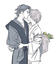  2boys anakin_skywalker animification bad_id bad_twitter_id blush corn father_and_son incest kissing korean_commentary luke_skywalker male_focus multiple_boys scar scar_across_eye simple_background skdlfjgrp star_wars star_wars:_a_new_hope star_wars:_revenge_of_the_sith time_paradox white_background yaoi 