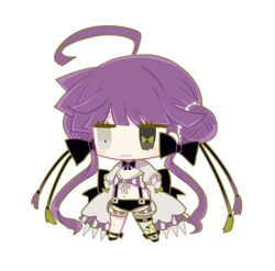  ahoge bangs black_bow black_eyes bow chibi closed_mouth female hairbow heterochromia long_hair long_sleeves original patate_violet purple_hair sad simple_background solo tearing_up transparent_background usagi_nui wavy_mouth white_eyes 