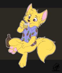  2021 3_toes 4_fingers anthro canid canine clothed clothing digital_media_(artwork) eyebrows eyelashes feet fingers fox hi_res jesterghastly male mammal open_mouth purple_eyes simple_background smile solo teeth toes tongue 