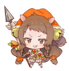  amana_(pocketkey) animal_ears bell blush brown_eyes brown_hair chibi collared_shirt commentary crop_top detached_sleeves female full_body grey_shorts grin hair_bell hair_ornament holding holding_polearm holding_weapon jingle_bell kneehighs long_hair looking_at_viewer low-tied_long_hair midriff orange_shirt polearm princess_connect! puffy_short_sleeves puffy_shorts puffy_sleeves rin_(princess_connect!) shirt short_sleeves shorts simple_background sleeveless sleeveless_shirt smile socks solo spear squirrel_ears squirrel_girl squirrel_tail standing tail v-shaped_eyebrows very_long_hair weapon white_background white_sleeves white_socks 