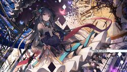  animal arcaea bare_shoulders bird black_bow black_hair black_skirt black_umbrella blue_flower blue_rose blue_sleeves bow brown_bow bug butterfly clock closed_mouth collared_shirt commentary_request detached_sleeves female flower frilled_umbrella frills grey_eyes hair_flower hair_ornament hairbow high-waist_skirt highres holding holding_umbrella long_hair long_sleeves roman_numeral rose shirt skirt sleeveless sleeveless_shirt solo tairitsu_(arcaea) tairitsu_(grievous_lady)_(arcaea) tsubaki_(yi) umbrella very_long_hair white_shirt wide_sleeves 