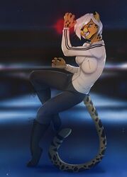  2017 5_fingers angel_eyes anthro bad_guy_cafe breasts cheetah clothed clothing dafka digital_media_(artwork) felid feline female fingers hair hi_res mammal open_mouth pink_tongue solo tail teeth tongue white_hair 