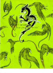  ambiguous_gender avian avoid_posting dragon green_background group jennadelle mythological_creature mythological_scalie mythology neogeen qrow scalie simple_background wings 