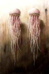  commentary_request full_body gradient_background guru jellyfish no_humans original photoshop_(medium) realistic tentacle traditional_media 