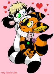  2005 anthro blonde_hair candy chelsea_hair_cut dessert duo female food glamfur hair heart_symbol heterochromia kaku_q._spookaboo lemur lollipop male mammal primate ring-tailed_lemur romantic romantic_couple short_hair simple_background strepsirrhine tail yellow_eyes young young_anthro zeriara zeriara_(character) 