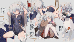  adjusting_hair alternate_costume arm_support arms_up bag bandaged_leg bandages barefoot black_dress black_footwear blood blue_eyes bottle briefcase brown_sweater buttons chinese_commentary clipboard commentary_request cutting_hair double-breasted dress female full_body girls&#039;_frontline grey_background hair_between_eyes hand_on_own_chin hands_in_hair hip_vent knees_up loafers long_hair long_sleeves lying multiple_views nurse panties pantyhose pantyshot pen pen_to_chin plaid plaid_skirt pleated_skirt profile red_skirt rei_(sanbonzakura) ribbed_sweater ribeyrolles_(girls&#039;_frontline) school_briefcase school_uniform scissors shoes short_dress simple_background sitting skirt standing sweater tight_clothes underwear upskirt very_long_hair wariza wavy_hair white_dress white_hair white_panties wide_sleeves wristband 