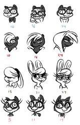  2016 accessory age_chart age_progression anthro black_and_white buckteeth caitlin_vison chart clothed clothing cute_fangs disney european_polecat eyewear fan_character female glasses group hair hair_over_eye headband hoodie hugh_muskroura inkyfrog lagomorph leporid looking_at_viewer male mammal maxine_d&#039;lapin mephitid monochrome mustelid musteline one_eye_obstructed percy_vison rabbit simple_background skunk smile teeth topwear true_musteline weasel white_background zootopia 