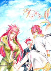  animal_ears bleach bleach:_zanpakutou_ibun_hen breasts cleavage green_eyes pink_hair tail zabimaru zanpakuto_spirit 