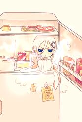  bleach bleach:_zanpakutou_ibun_hen food in_container in_refrigerator meat refrigerator sode_no_shirayuki souno_kazuki sword weapon zanpakutou_(spirit) 