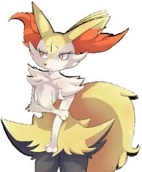  2d_animation alpha_channel animated anthro braixen canid canine collarbone female generation_6_pokemon half-closed_eyes high_framerate indarkwaters looking_aside loop low_res mammal motion_tweening narrowed_eyes nintendo pokemon pokemon_(species) red_eyes short_playtime simple_background solo standing 