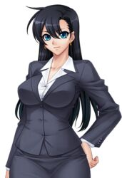  blazer formal fuuma_tokiko kagami kagami_hirotaka lilith-soft office_lady skirt skirt_suit solo suit taimanin_asagi taimanin_asagi_battle_arena 