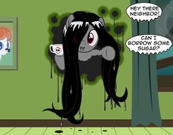  absurd_res badumsquish container cup curtains dialogue dripping ectoplasm english_text equid equine fan_character female ghost ginger-bread_(oc) grin hair hasbro hi_res horse ink_ring_(oc) long_hair looking_at_viewer mammal my_little_pony night onryo photo picture_frame ponification pony red_eyes smile solo spirit text through_wall wet_mane window yurei 