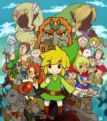  6+boys 6+girls absolutely_everyone aryll bad_id bad_pixiv_id beard beedle belt boots brooch brown_footwear buckle daphnes_nohansen_hyrule everyone facial_hair fado_(wind_waker) fairy_queen_(zelda) ganondorf gem gonzo_(zelda) green_hat hat instrument jabun jewelry knee_boots korok laruto link link&#039;s_grandma long_hair looking_at_viewer makar mako_(zelda) medli multiple_boys multiple_girls niko_(zelda) nudge_(zelda) ocarina pale_skin pantyhose phrygian_cap pig princess_zelda salvatore_(zelda) senza_(zelda) standing stick sunagimo_(nagimo) tetra the_king_of_red_lions the_legend_of_zelda the_legend_of_zelda:_ocarina_of_time the_legend_of_zelda:_the_wind_waker tingle toon_link toon_zelda tunic valoo very_long_hair wind_waker_(object) young_link young_zelda zuko_(zelda) 