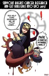  2girls commentary_request double_(skullgirls) eldritch_abomination english_text habit highres jonathan_kim ms._fortune_(skullgirls) multiple_girls nun promotional_art severed_head skullgirls tentacle traditional_nun 