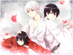  2boys bad_id bad_pixiv_id black_hair brother_and_sister brothers bug butterfly fatal_frame fatal_frame_2 female japanese_clothes kimono korasi-killer multiple_boys rattle short_hair siblings sitting sleeping tachibana_chitose tachibana_itsuki tachibana_mutsuki twins white_hair yellow_eyes 