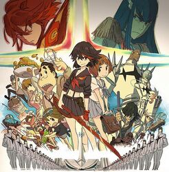  aircraft binoculars black_hair blonde_hair blue_eyes blue_hair bowl_cut brown_hair canine chainsaw croquette epaulettes fukuroda_takaharu gakuran gamagoori_ira glasses glint gloves guts_(kill_la_kill) hair_over_one_eye hakodate_omiko helicopter honnouji_gakuen inumuta_houka jakuzure_nonon jpeg_artifacts junketsu kill_la_kill kiryuuin_satsuki looking_at_another looking_at_viewer mankanshoku_barazou mankanshoku_mako mankanshoku_matarou mankanshoku_sukuyo matoi_ryuuko mikisugi_aikurou multicolored_hair multiple_boys multiple_girls necktie official_art partially_fingerless_gloves pink_hair poster_(medium) red_hair sanageyama_uzu school_uniform scissor_blade_(kill_la_kill) senketsu serafuku shinai short_hair shoulder_spikes single_glove skirt skull sparkle spikes sunglasses sushio sword tongue tongue_out two-tone_hair weapon 