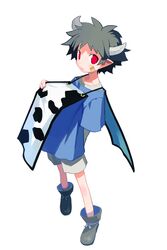  1boy absurdres black_hair demon_boy disgaea harada_takehito highres horns makai_senki_disgaea_2 male_focus official_art red_eyes solo taro_(disgaea) white_background 