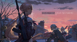  apron assault_rifle black_gloves black_hat black_ribbon black_skirt blonde_hair blue_eyes blush braid breasts breath brown_shirt bullpup capelet character_name choker closed_eyes cloud commentary dragunov_svd dusk fingerless_gloves french_braid full_body g36_(girls&#039;_frontline) girls&#039;_frontline gloves grin gun h&amp;k_g36 hair_ornament hair_ribbon hat highres hinoborukaku holding holding_gun holding_strap holding_weapon holster kneehighs light_brown_hair long_hair looking_at_viewer low_ponytail magazine_(weapon) maid maid_apron maid_headdress open_mouth ots-14_(girls&#039;_frontline) ots-14_groza outdoors parted_lips photoshop_(medium) pleated_skirt pump_action red_legwear ribbon rifle ruins school_uniform scope shield shield_module shipping_container shirt shotgun skirt small_breasts smile sniper_rifle snow socks spas-12 spas-12_(girls&#039;_frontline) standing striped suppressor svd_(girls&#039;_frontline) thighhighs twintails vertical_stripes very_long_hair weapon weapon_case white_background white_hair wind wind_lift yellow_eyes 