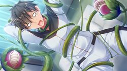  all_male bandaid black_hair bug_system daichi_shoutarou flowers game_cg haze_man_-_the_local_hero_- kyou_(kurifuto) male short_hair tentacle 