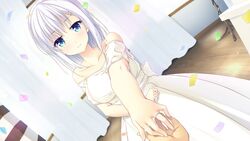  aqua_eyes dress game_cg making_lovers short_hair smee tagme_(artist) tsukino_mashiro white_hair 