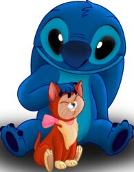  2012 3_toes 4_fingers 4_toes aliasing alien alpha_channel ambiguous_gender big_eyes big_head black_eyes black_nose blue_body blue_claws blue_fur blue_nose bow_ribbon claws closed_eyes digital_media_(artwork) dinah_(alice_in_wonderland) disney domestic_cat duo ears_down experiment_(lilo_and_stitch) feet felid feline felis feral fingers fur head_tuft hi_res imarellano lilo_and_stitch mammal petting pivoted_ears semi-anthro simple_background sitting size_difference smile stitch_(lilo_and_stitch) toe_claws toes toony transparent_background tuft whiskers young young_feral 