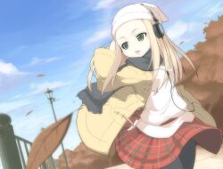  blonde_hair green_eyes headphones moe tagme 