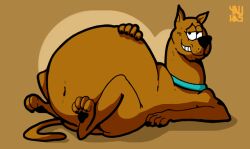  2018 belly big_belly blue_collar brown_body brown_fur canid canine canis claws collar collar_only domestic_dog feral fur great_dane half-closed_eyes hand_on_belly hanna-barbera huge_belly looking_at_viewer lying male mammal mastiff molosser morbidly_obese morbidly_obese_feral morbidly_obese_male mostly_nude narrowed_eyes nude obese obese_feral obese_male on_back overweight overweight_feral overweight_male paws scooby-doo scooby-doo_(series) signature smile smiling_at_viewer solo tail yauhasart 