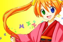  aged_down bad_id bad_pixiv_id female heterochromia japanese_clothes kagurazaka_asuna kiiro kimono long_hair mahou_sensei_negima! orange_hair red_kimono solo twintails 