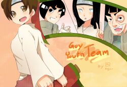  3boys 56roger bangs hyuuga_neji maito_gai might_guy multiple_boys naruto rock_lee tenten 