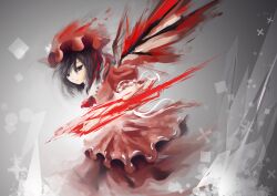  arufa black_hair hat red_eyes remilia_scarlet touhou wings 