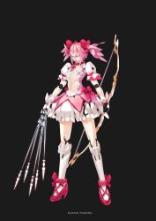  arrow_(projectile) bow_(weapon) commentary female gundam kaname_madoka kaname_madoka_(magical_girl) magical_girl mahou_shoujo_madoka_magica mahou_shoujo_madoka_magica_(anime) mecha mecha_musume mechanization photoshop_(medium) pump_(pumpqmuq) robot simple_background solo weapon 