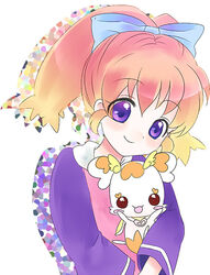  :3 bad_id bad_pixiv_id blonde_hair bow brown_eyes creature crossover female fushigi_mahou_fun_fun_pharmacy hair_ribbon happy heartcatch_precure! high_ponytail hug mascot multicolored_hair name_connection open_mouth pink_hair ponytail popuri_(fushigi_mahou_fun_fun_pharmacy) potpourri_(heartcatch_precure!) precure purple_eyes ribbon shirt short_hair sidelocks smile solo uzuki_aki wide_ponytail 