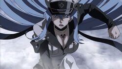  akame_ga_kill! aqua_eyes aqua_hair blue_eyes blue_hair blush breasts choker esdeath esdese female general general(shogun) hat highres large_breasts long_hair military military_uniform peaked_cap solo tattoo 