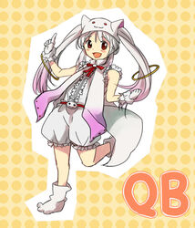  bad_id bad_pixiv_id bloomers female hat kuro_haruka_8 kyuubee mahou_shoujo_madoka_magica mahou_shoujo_madoka_magica_(anime) multicolored_hair personification red_eyes socks solo twintails underwear 