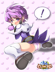  ! aisha_landar bad_id bad_pixiv_id belt commentary_request elsword female full_body hair_tubes looking_back magician_(elsword) panties photoshop_(medium) pinyshi purple_eyes purple_hair purple_skirt shoes short_hair sidelocks sitting skirt solo thighhighs underwear upskirt wariza white_panties white_thighhighs 