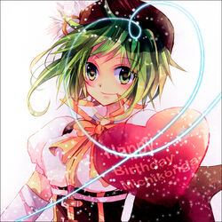  bad_id bad_pixiv_id cosplay female green_hair gumi heart kokonoe_miya mahou_shoujo_madoka_magica mahou_shoujo_madoka_magica_(anime) photoshop_(medium) solo tomoe_mami tomoe_mami_(cosplay) tomoe_mami_(magical_girl) vocaloid 