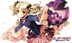  bad_id bad_pixiv_id blazer blonde_hair character_name copyright_name doll elize_lutus female floral_background flower green_eyes jacket maro_(nikeneko523) necktie pink_flower pink_necktie pink_rose pink_skirt plaid plaid_skirt rose short_hair skirt smile tales_of_(series) tales_of_xillia tales_of_xillia_2 teepo_(tales) twintails 