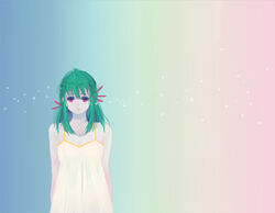  dress female gradient gradient_background green_hair highres long_hair red_eyes solo yomi-sama yu_yu_hakusho yukina_(yu_yu_hakusho) yuu_yuu_hakusho 