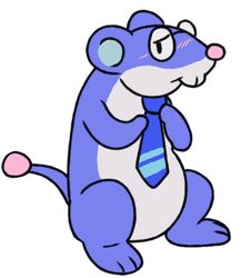  adjusting_tie anthro blue_necktie blush eyewear fur glasses grey_body grey_fur hands_on_clothing male mammal mario_bros murid murine necktie nintendo paper_mario pink_nose purple_body purple_fur rat rodent simple_background solo thegreatmatsutzu white_background 