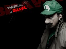  1boy live_action luigi male male_focus mario_(series) nintendo solo super_mario_bros. super_smash_bros. super_smash_bros._brawl there_will_be_brawl wallpaper 