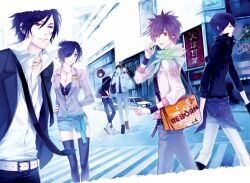  2girls 6+boys alternate_costume bad_id bad_pixiv_id bag bian_(biannnn) black_hair brown_hair chrome_dokuro crosswalk gokudera_hayato hibari_kyouya i-pin katekyo_hitman_reborn! lambo multiple_boys multiple_girls necktie photoshop_(medium) rokudou_mukuro sawada_tsunayoshi short_hair yamamoto_takeshi 