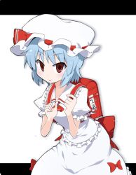  backpack bag blue_hair commentary_request female hat ladfa letterboxed photoshop_(medium) randoseru red_eyes remilia_scarlet solo touhou 