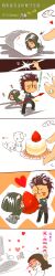  2boys absurdres ahoge animal_ears bandages blood cake chibi chinese_text commentary_request computer_mouse diarmuid_ua_duibhne_(lancer)_(fate) fate/zero fate_(series) food fruit gae_buidhe_(fate) gae_dearg_(fate) hamster hamster_ears hamster_girl hamster_tail heart highres kemonomimi_mode male_focus mole mole_under_eye mouse_(animal) multiple_boys ninesounds nosebleed photoshop_(medium) polearm so_moe_i&#039;m_gonna_die! spear strawberry tall_image waver_velvet weapon 