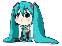  :&lt; ^^^ animated animated aqua_eyes aqua_hair blinking blush chibi embarrassed female hatsune_miku long_hair lowres maa simple_background sitting solo twintails vocaloid 