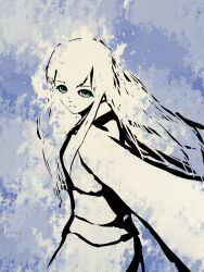  green_eyes highres japanese_clothes kimono monochrome monster_girl yuki-onna yuki_onna yukionna 