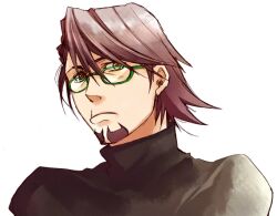  1boy bad_id bad_pixiv_id brown_eyes brown_hair facial_hair glasses kaburagi_t._kotetsu male_focus mori-003 pout prototype_design stubble tiger_&amp;_bunny turtleneck 