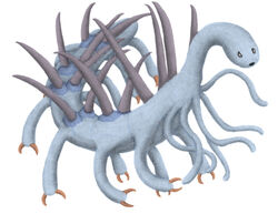  2020 ambiguous_gender black_eyes blue_body digital_drawing_(artwork) digital_media_(artwork) dot_eyes feral hallucigenia lobopod many_legs marine multi_leg multi_limb simple_background solo sounder1995-2 spikes spikes_(anatomy) spines tentacle white_background worm xenusiid 