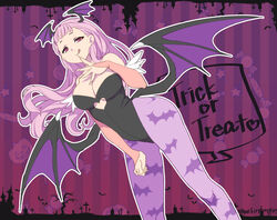  :q animal_print arikindows10 arm_warmers bare_shoulders bat_print bat_wings black_leotard breasts bridal_gauntlets candy castle cleavage clothing_cutout cosplay demon_girl english_text female food graveyard halloween head_wings heart_cutout jasminka_antonenko large_breasts leotard licking_lips little_witch_academia lollipop long_hair looking_at_viewer low_wings morrigan_aensland morrigan_aensland_(cosplay) outline pantyhose pink_eyes pink_hair plump print_pantyhose pumpkin purple_background purple_pantyhose short_bangs smile solo standing tongue tongue_out trick_or_treat twitter_username vampire_(game) white_outline wings 