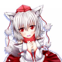  animal_ears banned_artist detached_sleeves hat inubashiri_momiji oerba_yun_fang oohirakeisuke red_eyes short_hair silver_hair solo tail tokin_hat touhou wolf_ears wolf_tail 